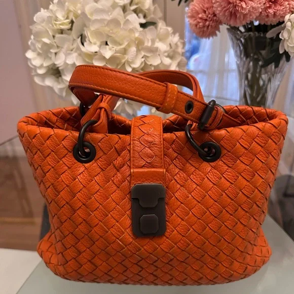 Bottega Veneta Orange Woven Leather Tote - Picture 5 of 15